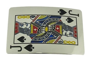 Initial Letter J Jack of Spade Lucky Las Vegas Casino Silver Metal Belt Buckle - Picture 1 of 8