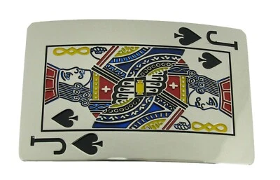 Initial Letter J Jack of Spade Lucky Las Vegas Casino Silver Metal Belt Buckle - Image 1 of 4
