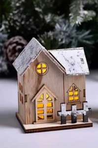 Weihnachtsdeko - Holz Tischdekoration mit LED Licht - Bild 1 von 5