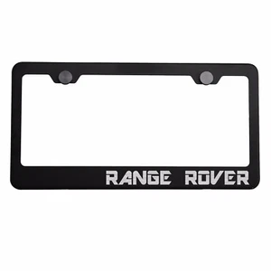 Matte Black License Plate Frame Silver RANGE ROVER Laser Etched Metal Screw Cap - Picture 1 of 8