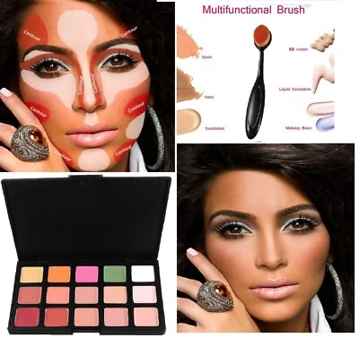 New 15 Colours Contour Cream Concealer Camouflage Palette Neutral Free Brush SQ1 - Image 1 of 4