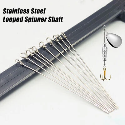 50/100pcs Fishing Spinner Shaft Looped Wire Stainless DIY Spinnerbait Supplies - Image 1 of 4