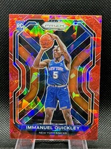 2020-21 Panini Prizm Immanuel Quickley Red Cracked Ice Rookie SP #296 Knicks RC