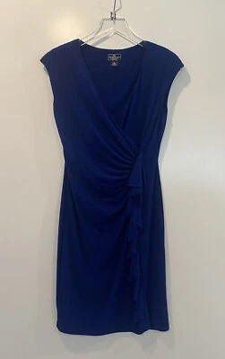 Vestido envolvente sintético con volantes azul real American Living para mujer talla 6 (1250) Foto 1 de 4