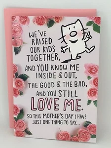 Hallmark Happy Mother's Day Card LOVE FUNNY Wife Partner Flowers 8x5.5 New - Picture 1 of 3