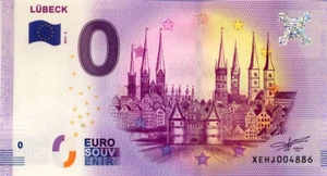 GERMANY Lübeck, Holstein Gate and Cathedral, 2017, Euro Souvenir Ticket - Picture 1 of 2