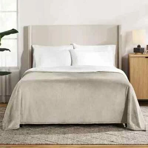 Member's Mark Luxurious & Soft Herringbone Velvet Plush Blanket, Stone, 106"x94" - Picture 1 of 3