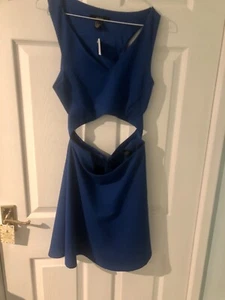 Forever 21 Blue Cut Out Skater Dress Size M - Picture 1 of 6