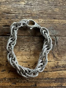 Chunky Sterling Silver chain  Bracelet Norway Norwegian vintage estate 1860 - Picture 1 of 8