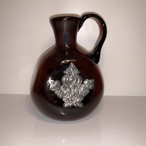 Rare Antique el.me.o Pure Silver Handmade Burgundy Glass Decanter/Vase - Picture 1 of 11