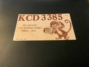 Phila. 19111,  Pa. ~ QSL Card - KCD 3385 - Stu Kravitz - Robbin’s Street-Vintage - Picture 1 of 2