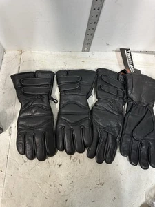 100% Leather Gloves Size M And XXL Thinsulate Thermal Insulation Black Set 2#Y5 - Picture 1 of 9