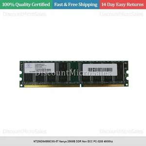NT256D64S88C0G-5T Nanya 256MB DDR Non ECC PC-3200 400Mhz - Picture 1 of 1