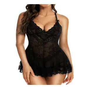 RSLOVE Damen Sexy Dessous Spitze Babydoll Netz Negligee Nachtwäsche Braut Nachthemd - Bild 1 von 1