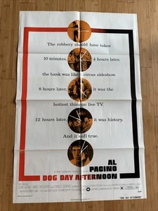 1975 DOG DAY AFTERNOON ONE SHEET MOVIE POSTER 41 x 27" Al Pacino John Cazale - Picture 1 of 11