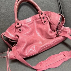 Balenciaga The City 2Way Handbag Shoulder Pink Leather w/Strap & Mirror ✨ - Picture 1 of 16