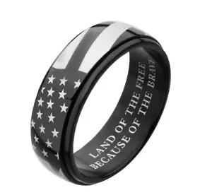 Men's Stainless Steel Ion Plated Spinner American Flag Ring - 40% Off!!! - Picture 1 of 12
