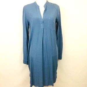 Prachtvolles Damen Kleid Gr. Small blau Chambray Riegelärmel Taschen KLEINE MÄNGEL - Bild 1 von 9