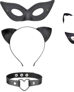Varkulx Halloween Gato Mujer Disfraz 3 PIEZAS, Orejas de Gato Diadema Máscara de Gato. Gargantilla - Imagen 1 de 1