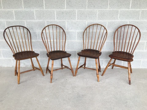 PRIMITIVE HOOP BACK WINDSOR CHAIRS - SET OF 4 Cover