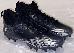 UNDER ARMOUR Spotlight Select 3 Black Silver Molded Football Cleats Boys Sz 5.5 - Picture 1 of 8