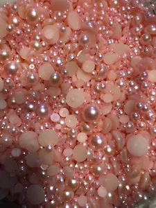 75g Mixed Size Light Pink Flatback Pearls - Crafts - FREE P&P - Picture 1 of 1