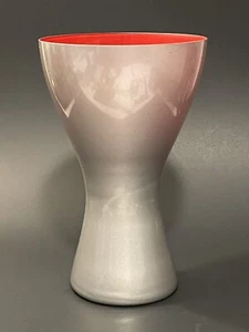 Metallic Look Silver Art Deco Glass Vase Red Interior Made in Germany Large 9" - Picture 1 of 9