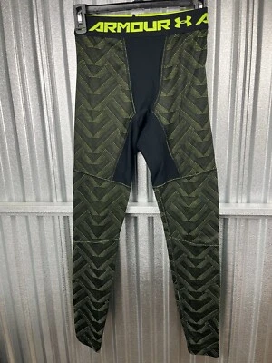 Pantalones de compresión Under Armour para hombre pequeños negros amarillos atléticos elásticos entrenamiento Foto 1 de 4