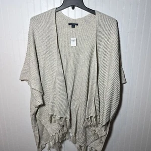 American Eagle Knit Poncho Shrug Womens One Size Off White Gray Speckled Sweater - Picture 1 of 13