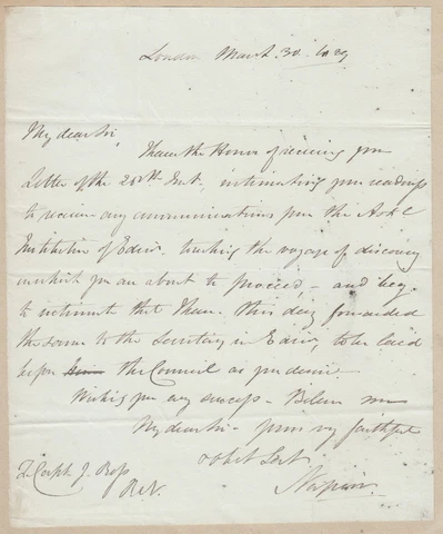 NAPIER, William John, 9th Baron, Captain Royal Navy, Autograph Letter 1829 Cover