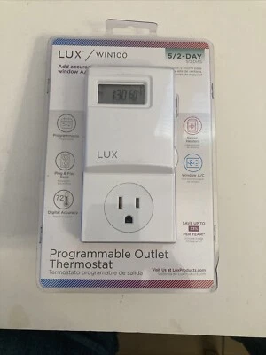 Lux WIN100  Programmable Outlet Thermostat For Space Heaters & Window A/C Units - Image 1 of 4