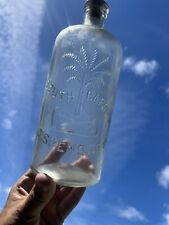 South Carolina Dispensary Quart Cylinder Bottle Clear W-Palmetto Tree & Bubbles