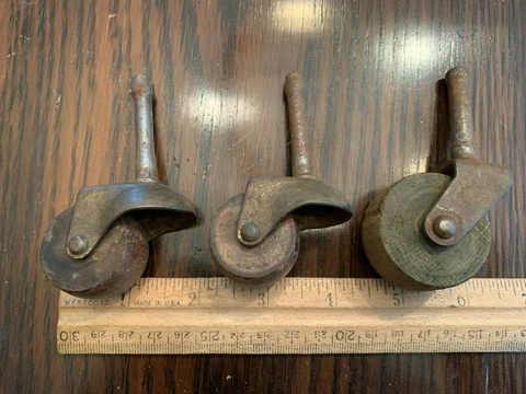 mixed lot of 3 Antique wooden Furniture Casters Wheels 1.25- 1.5" diameter Cover