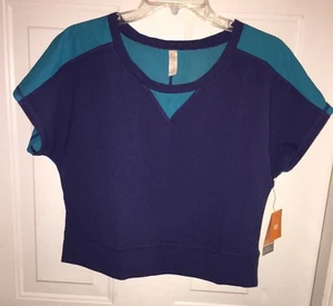 Nuevo con etiquetas Lucy Atlético Yoga Recortado Suéter Prenda para el torso Camisa Azul Malla Mangas Cortas Para Mujer S - Imagen 1 de 3