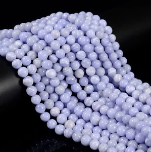 Blue Crazy Lace Quartz Smooth Round Beads Size 6mm 8mm 10mm 15.5'' Strand - Picture 1 of 3