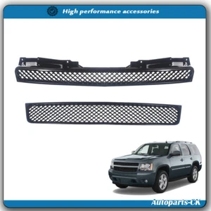 2PCS Plastic Black Front Upper Lower Grille Assembly Set For Chevy Tahoe 2007-14 - Picture 1 of 12