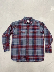 L.L. Bean 1933 Signature gamuza tela escocesa botón gris rojo calce para hombre M regular - Imagen 1 de 13