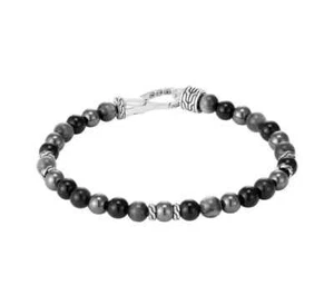 Pulsera John Hardy Sil para hombre con cuentas de ónix negro de 6 mm, ojo de águila y hematita NUEVO - Imagen 1 de 9