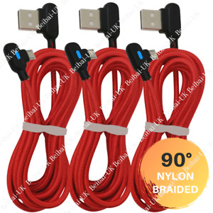 3Pack 90 Degree Elbow Micro USB Cable Braided Charger for Android Samsung 3/6 Ft