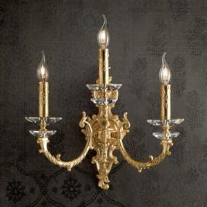 Applique in ottone da parete foglia oro classico 3 luci cic-387 - Imagen 1 de 1