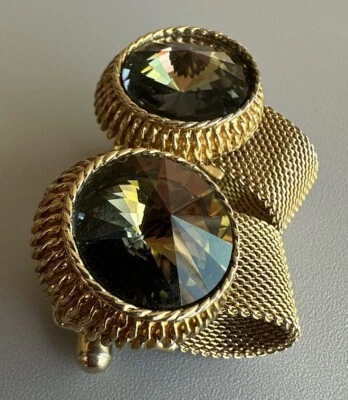 Gemelos de vidrio Rivoli de sandía de malla chapada en oro boda esmoquin elegante de lujo Foto 1 de 4