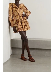 Ulla Johnson Lola Tiered Ruffled Printed Mini Dress Size 6 - Picture 1 of 6