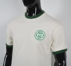 Gucci Men’s Cream Ringer T-Shirt S | Green Trim - Picture 1 of 7