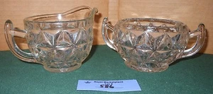 Imperial Mount Vernon TRIANGLE Clear Glass Sugar Creamer Art Deco Vintage - Picture 1 of 6