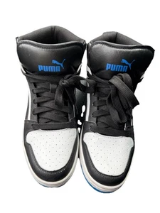 PUMA Men's Hightop Sneakers Black/White Leather SoftFoam Size 7C - Picture 1 of 3