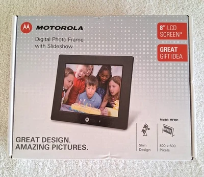 Motorola Digital Photo Frame with Slideshow 8" LCD Screen Model MF801 Black - Image 1 of 4