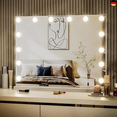 LIANWANG Hollywood Schminkspiegel mit Beleuchtung, Tischspiegel mit 14 LED