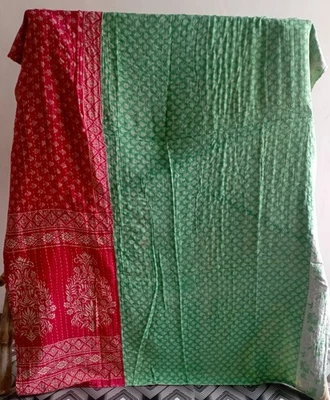 Indian Bedding Handmade Cotton Throw Patchwork Gudari Bedspreads Twin Quilt - Image 1 of 2