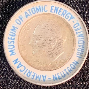 1962 Neutron Irradiated Roosevelt Silver Dime The American Museum Atomic Energy - Picture 1 of 6