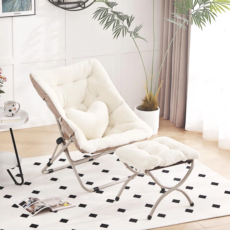 Silla Platillo con Otomana, Cómoda Silla Plegable De Gran Tamaño, Ch... Foto 1 de 4